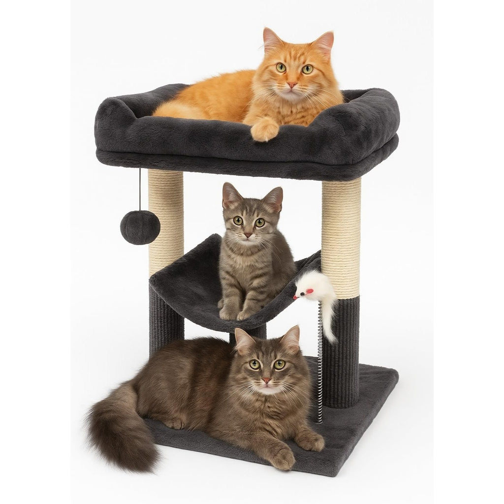 Cat Tree with 50cm, 1, Grey Tower Sisal Scratching Posts, Cosy