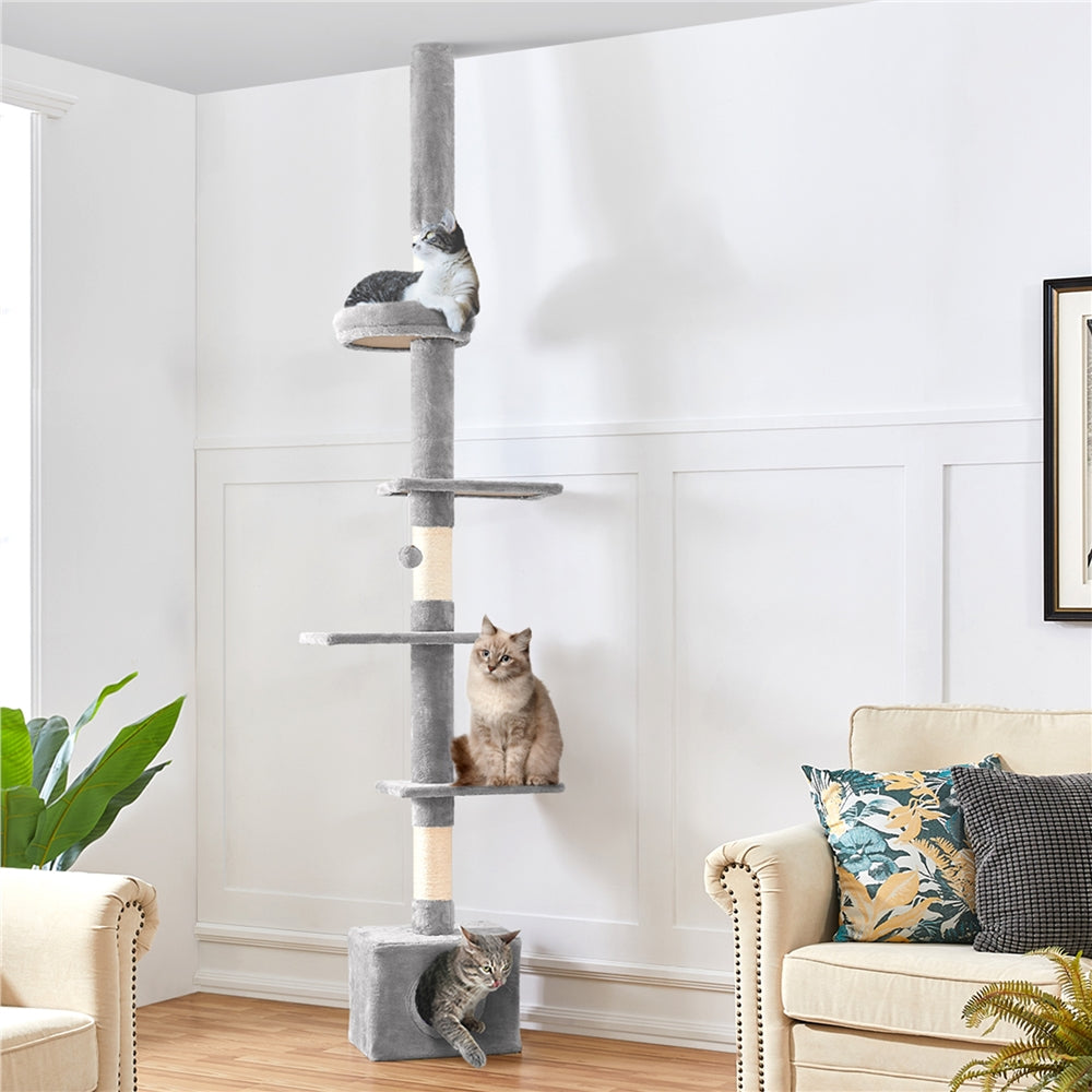 Cat Tree with Adjustable Height, 266cm, Costoffs Floor-to-Ceiling Tower, 226-266cm - product gallery image 2
