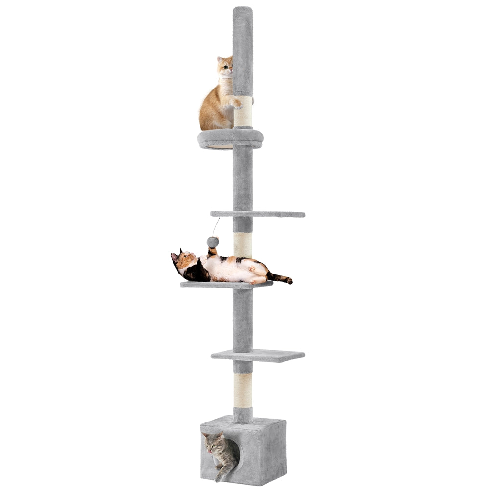 Cat Tree with Adjustable Height, 266cm, Costoffs Floor-to-Ceiling Tower, 226-266cm - product gallery image 3