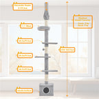 Cat Tree with Adjustable Height, 266cm, Costoffs Floor-to-Ceiling Tower, 226-266cm - product gallery image 4