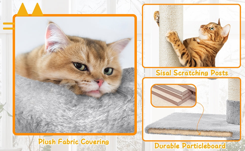 Cat Tree with Adjustable Height, 266cm, Costoffs Floor-to-Ceiling Tower, 226-266cm - product gallery image 8