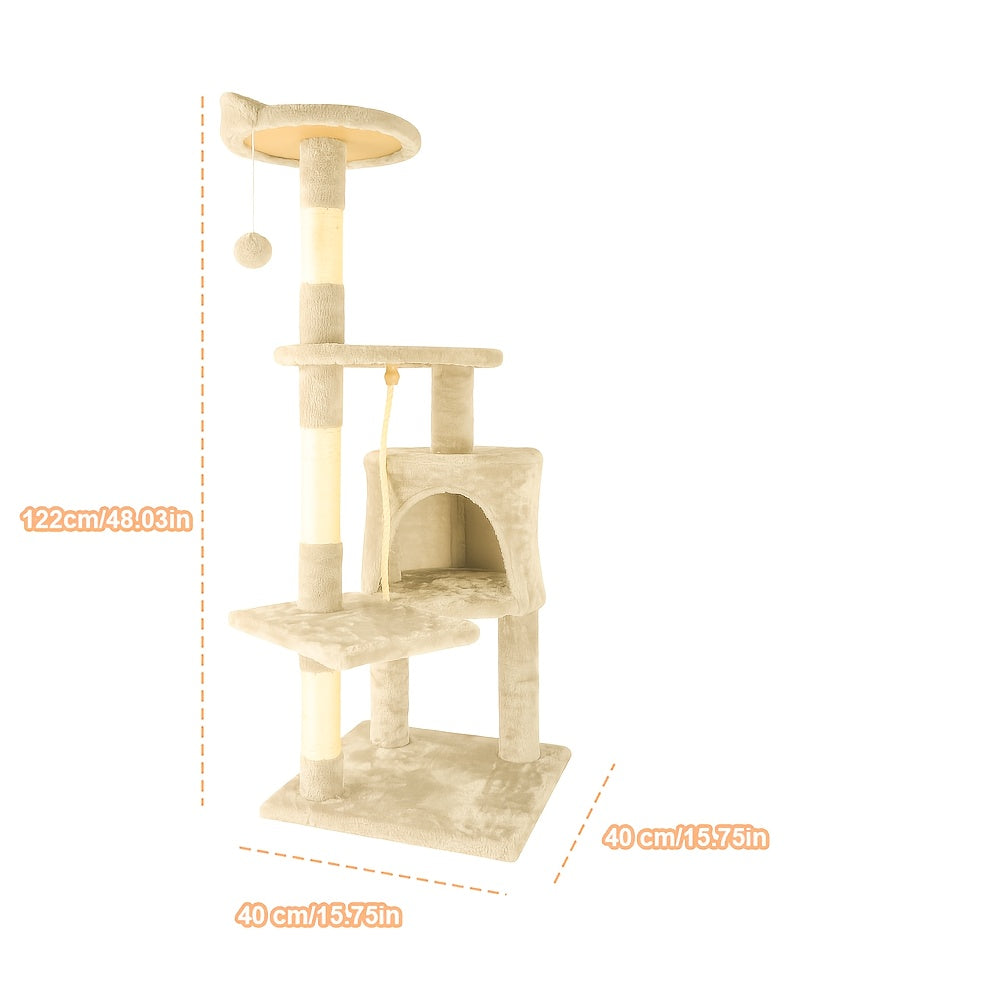 Cat Tree with Cream Colour, Luxurious Beige Super Large Four Stories - product gallery image 2