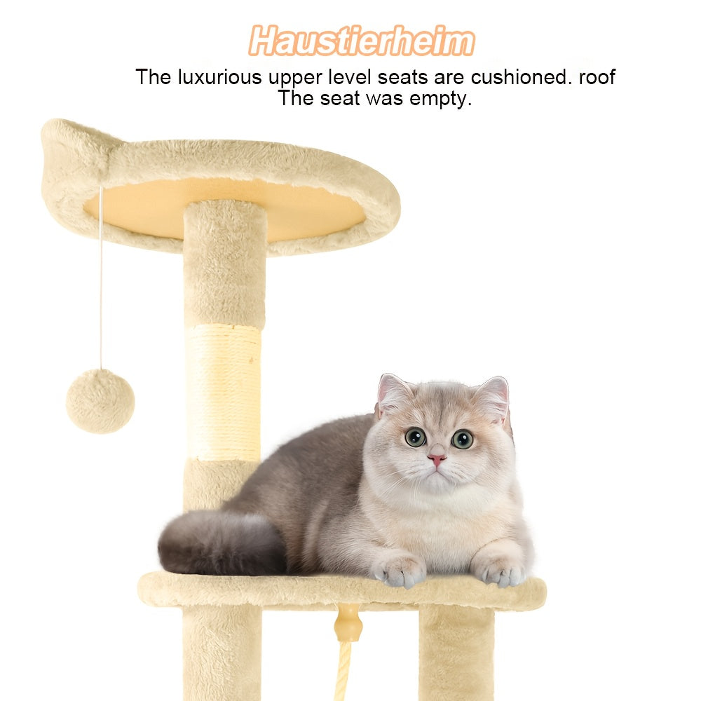 Cat Tree with Cream Colour, Luxurious Beige Super Large Four Stories - product gallery image 5