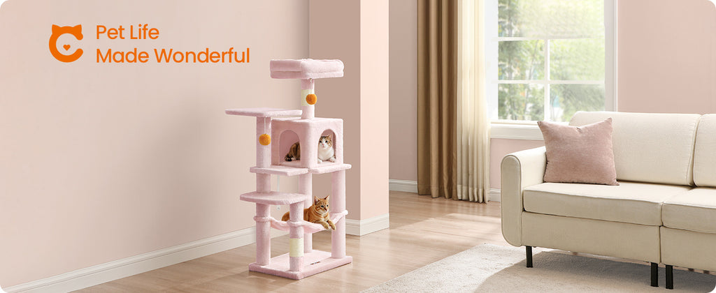 Cat Tree with Easy Assembly, 112cm, Multi-Level Plush Tower Condo Scratching - product gallery image 14
