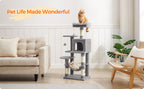 Cat Tree with Easy Assembly, 112cm, Multi-Level Plush Tower Condo Scratching - product gallery image 15