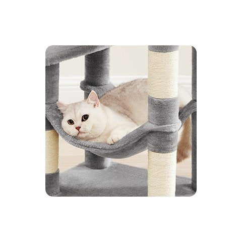 Cat Tree with Easy Assembly, 112cm, Multi-Level Plush Tower Condo Scratching - product gallery image 22