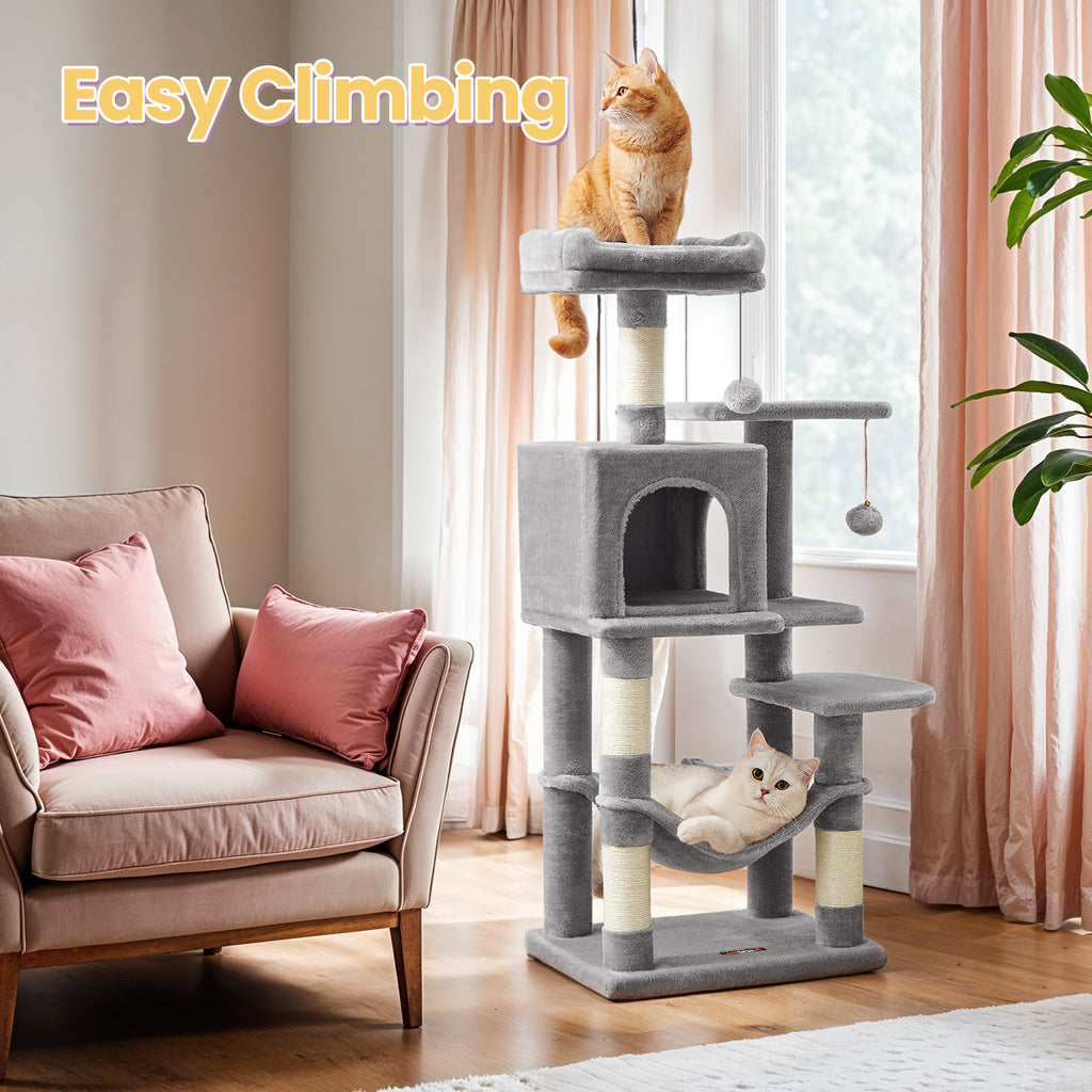 Cat Tree with Easy Assembly, 112cm, Multi-Level Plush Tower Condo Scratching - product gallery image 3