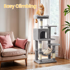 Cat Tree with Easy Assembly, 112cm, Multi-Level Plush Tower Condo Scratching - product gallery image 3