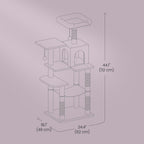 Cat Tree with Easy Assembly, 112cm, Multi-Level Plush Tower Condo Scratching - product gallery image 6
