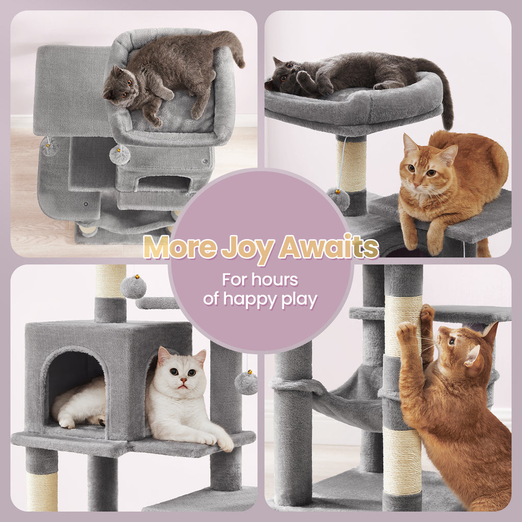 Cat Tree with Easy Assembly, 112cm, Multi-Level Plush Tower Condo Scratching - product gallery image 7
