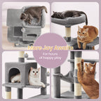 Cat Tree with Easy Assembly, 112cm, Multi-Level Plush Tower Condo Scratching - product gallery image 7