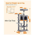 Cat Tree with Easy Assembly, 112cm, Multi-Level Plush Tower Condo Scratching
