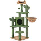 Cat Tree with Easy Assembly, 135cm, Cactus Tower Unique Green Design Sisal - product gallery image 3