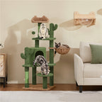 Cat Tree with Easy Assembly, 135cm, Cactus Tower Unique Green Design Sisal