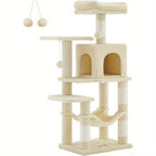 Cat Tree with Easy Assembly, M (45 x 35 x 112 cm) for pet care at home - Beige, M (45 x 35 x 112 cm) option