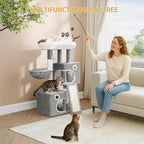 Cat Tree with Non-Slip, 98cm, Wood, Tower Indoor Cats, Multi-Level Cats House