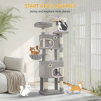 Cat Tree with Space-Saving, 180cm, Multi-Level HZUANERI Multi-Level Scratching - product gallery image 4
