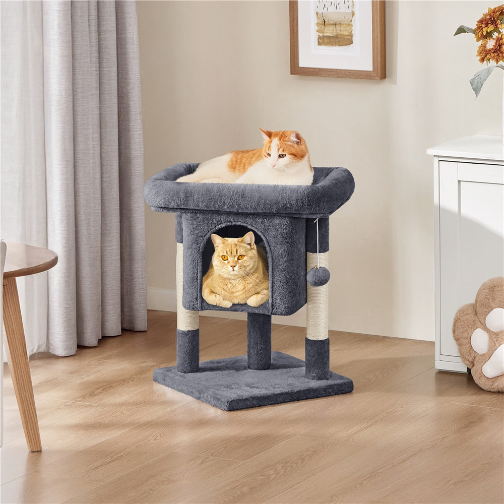 Cat Tree with Space-Saving, 59cm, Costoffs Height 2-Level Tower Furniture - Dark Gray, 59cm option