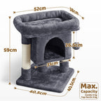 Cat Tree with Space-Saving, 59cm, Costoffs Height 2-Level Tower Furniture - product gallery image 3