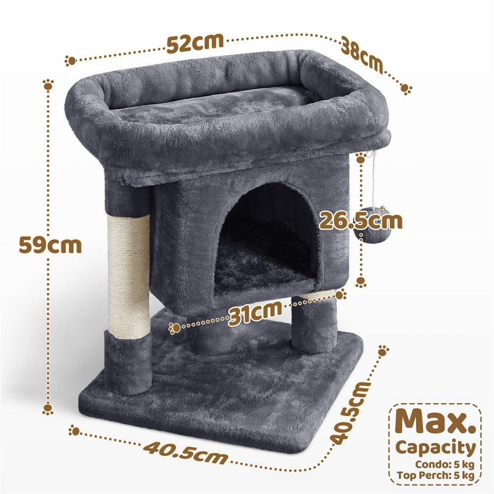 Cat Tree with Space-Saving, 59cm, Costoffs Height 2-Level Tower Furniture - product gallery image 3