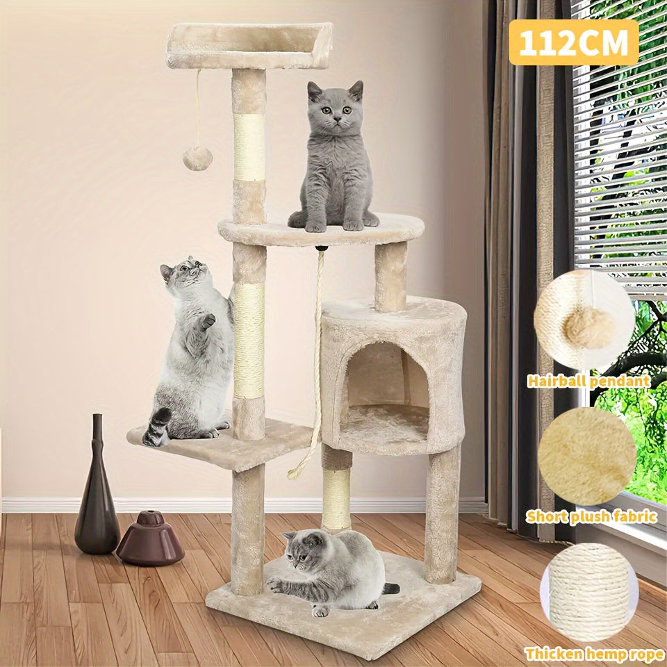 Cat Tree with Tall Large Climbing Tower Kitten Scratching - Cream Color option
