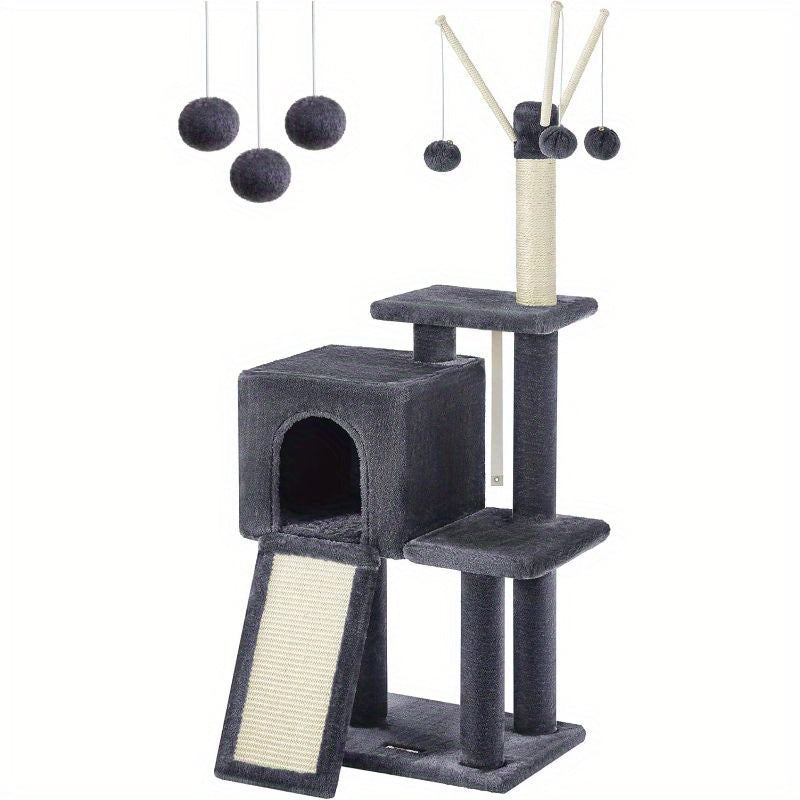 Cat Tree with Tower Indoor Cats Kittens Multi-Level Climbing - Smoky Gray option