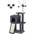 Cat Tree with Tower Indoor Cats Kittens Multi-Level Climbing - Smoky Gray option