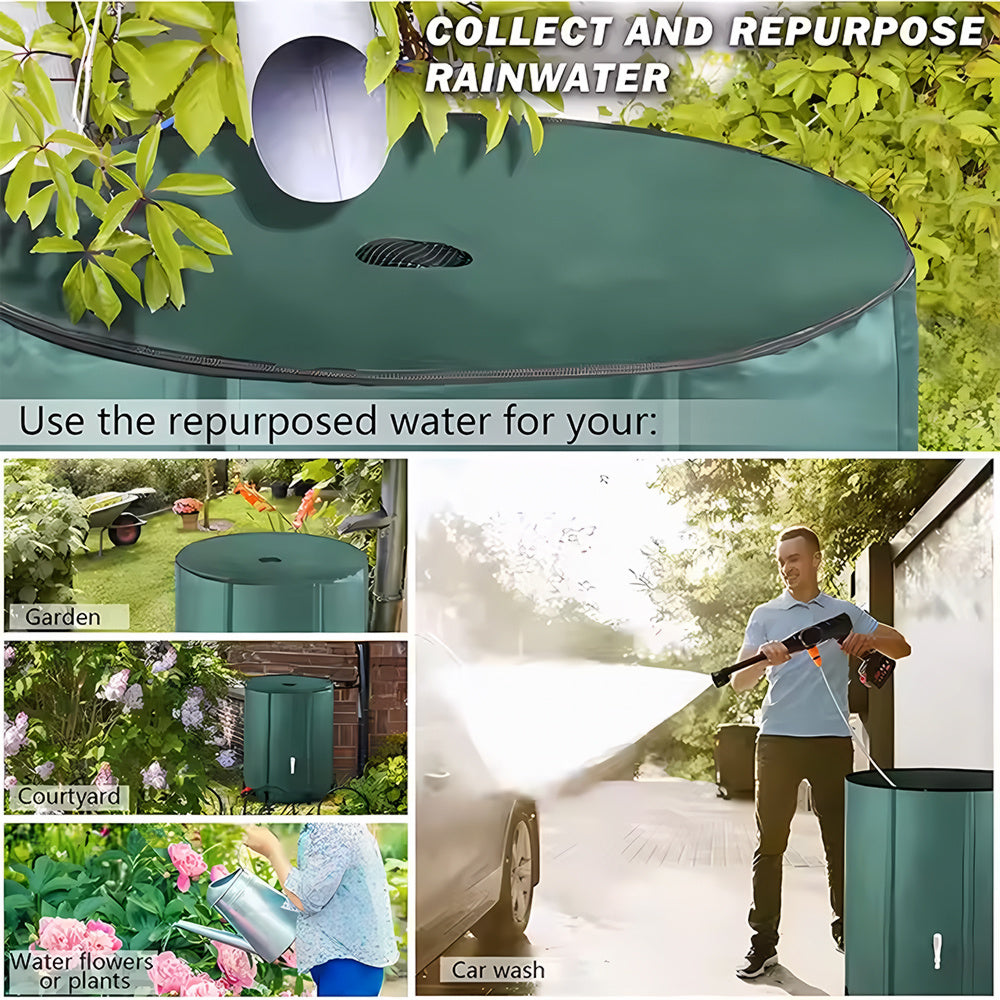 50L/100L/160L/200L Rainwater Collection Tanks, Portable Outdoor Water Tanks, Rainwater Collection System, Container Set with Filter Net and Overflow Device