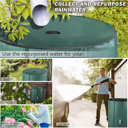 50L/100L/160L/200L Rainwater Collection Tanks, Portable Outdoor Water Tanks, Rainwater Collection System, Container Set with Filter Net and Overflow Device
