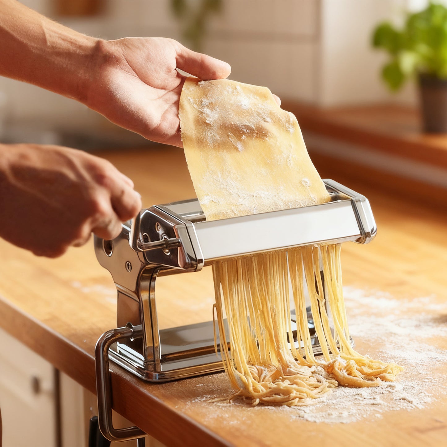 Pasta Roller Machine Dual Width Noodle Maker for Pasta, Spaghetti, Fettuccine, Lasagna 2 in 1 Stainless Steel with Cleaning Kit