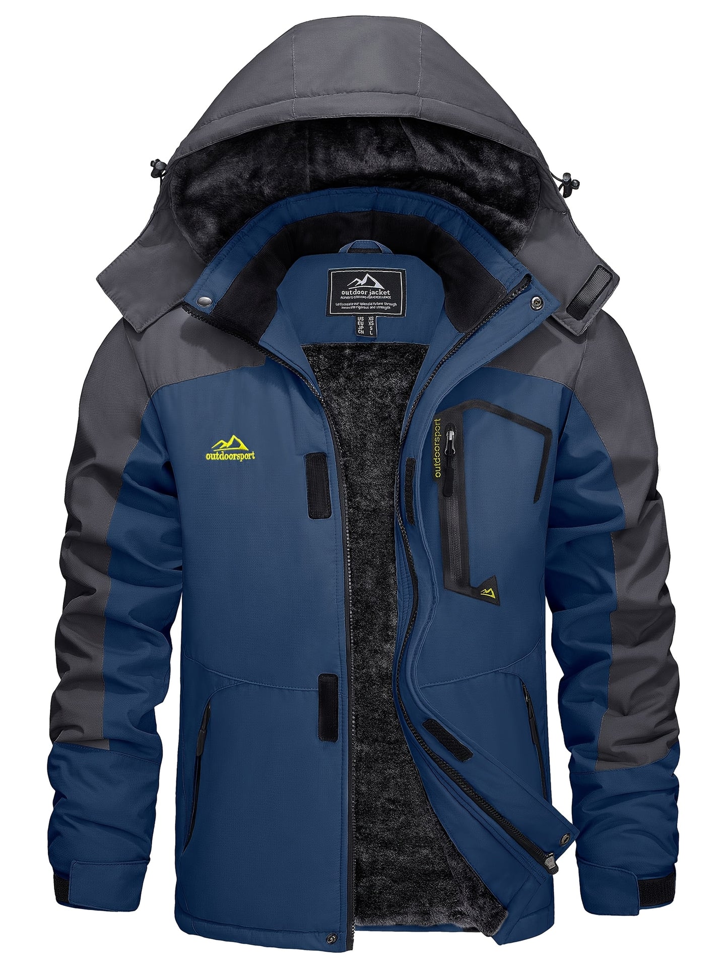 Men's Winter Warm Jackets Fleece Lined Coats Hooded Thermal Outdoor Thick Jacket Heavy Sport Hiking Jogging Camping Fishing Climbing Traveling Skiing Snowboarding Casual Parka