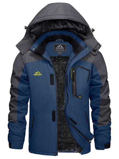 Men's Winter Warm Jackets Fleece Lined Coats Hooded Thermal Outdoor Thick Jacket Heavy Sport Hiking Jogging Camping Fishing Climbing Traveling Skiing Snowboarding Casual Parka