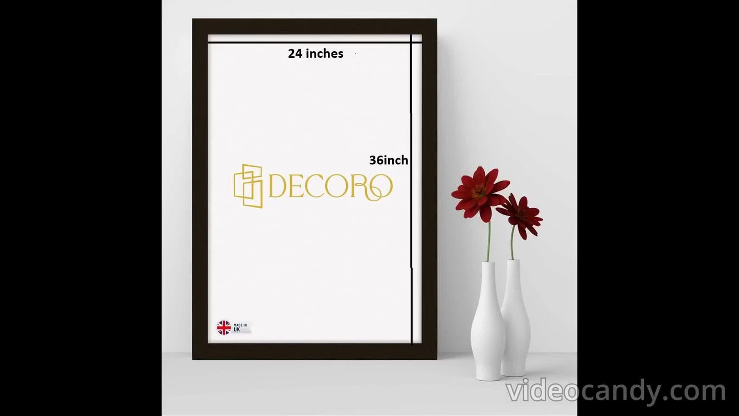 DECORO Premium Quality Maxi Frame, 36x24inch Black Photo Frame Eton Wood.61x91.5cm Photo Size Perfect for Wall Gallery Portrait Landscape Art Decor (Black) Maxi Poster Frame.