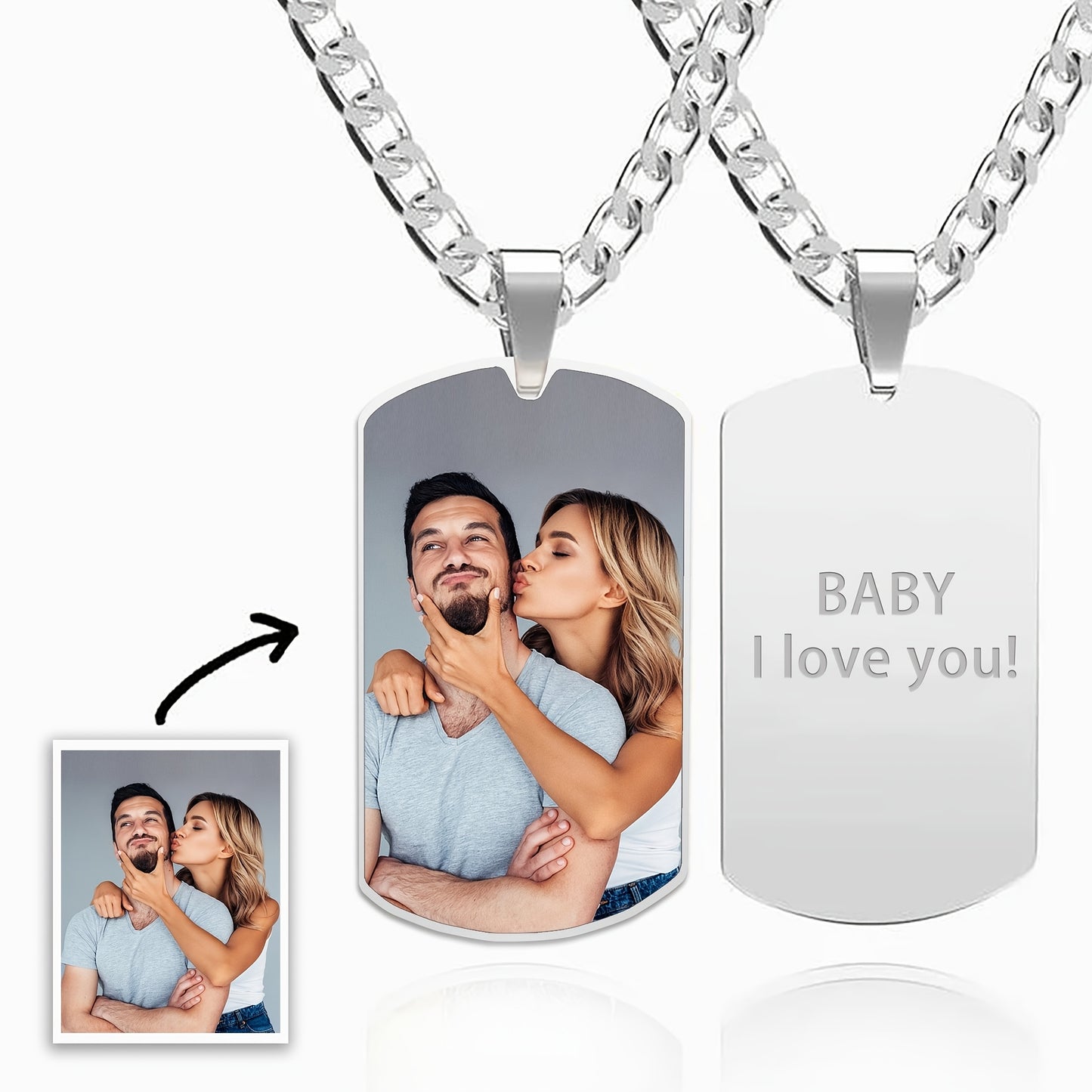 18K Gold Plated Custom Personalized Color Photos 304L 304L 304L 304L 304L Stainless Steel Can Be Double-Sided Printed Photos Or Front Photos Back Customized Text Custom Couple Photos, Best Friend Photos, Family Photos