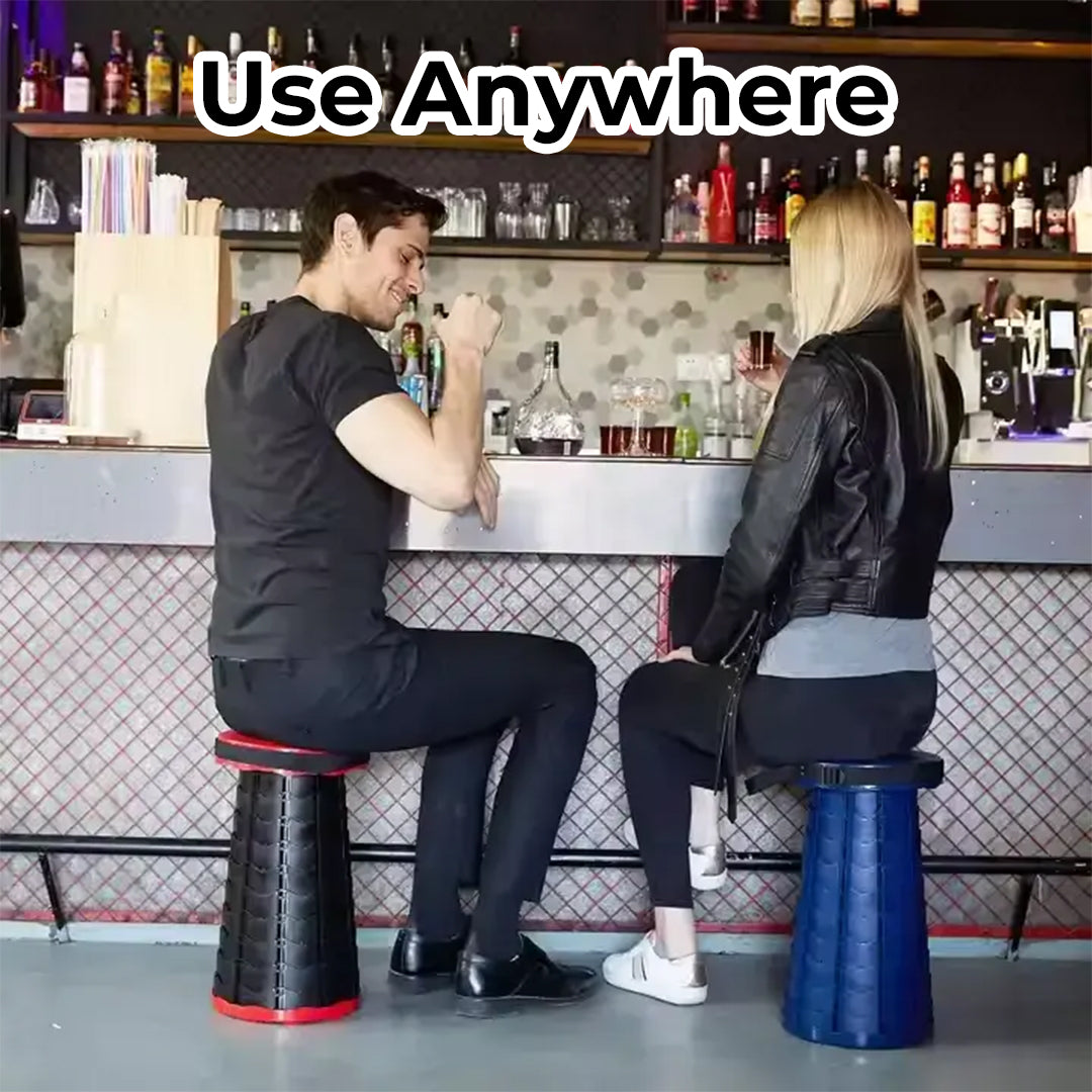 Portable Folding Stool with Adjustable Height for Camping and Travel (Random Colours)