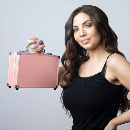 80-Piece Dawn to Dusk Makeup Large Storage Vanity Case Set, Rose Gold Beauty Kit