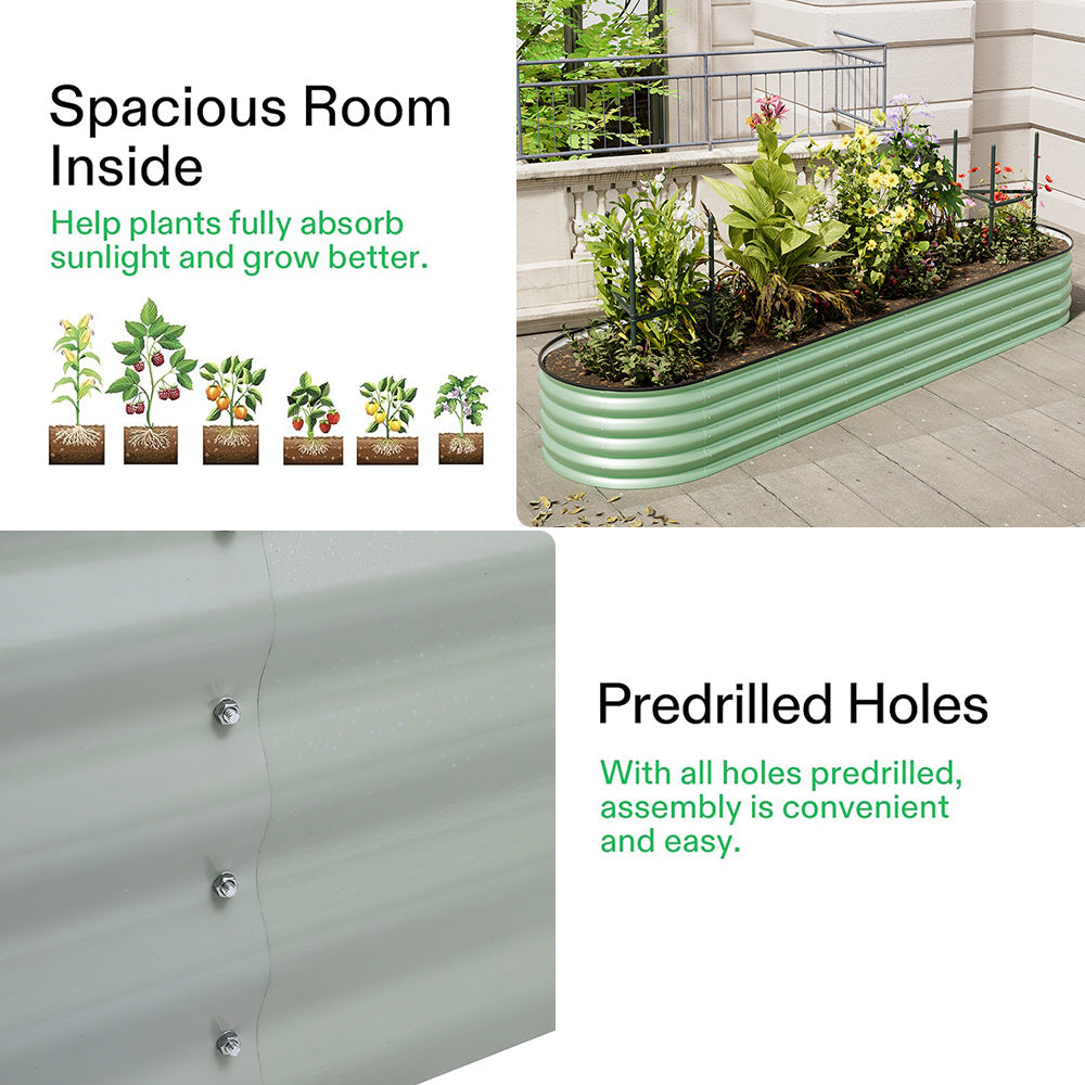Metal Raised Garden Bed with Climbing Frame – Extra Large Oval Planter Box for Vegetables, Flowers & Herbs | Bottomless Outdoor Garden Bed 160/240/320cm