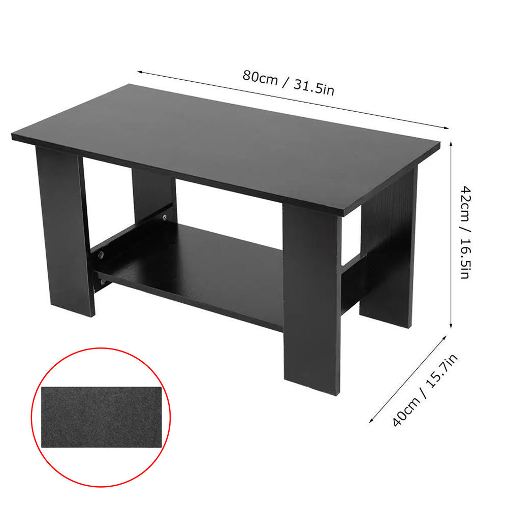 Modern Coffee Table Living Room Tea Side End Desk With Lower Storage Shelf Black