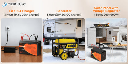 WERCHTAY 12.8V Lifepo4 Battery 300/200/100Ah, Equipped with A+ Grade Battery Cells, 25000+ Deep Cycles, Intelligent BMS Overcharge/Overdischarge Protection, for Home Energy Storage, Outdoor Rvs, Off-Grid Solar Applications