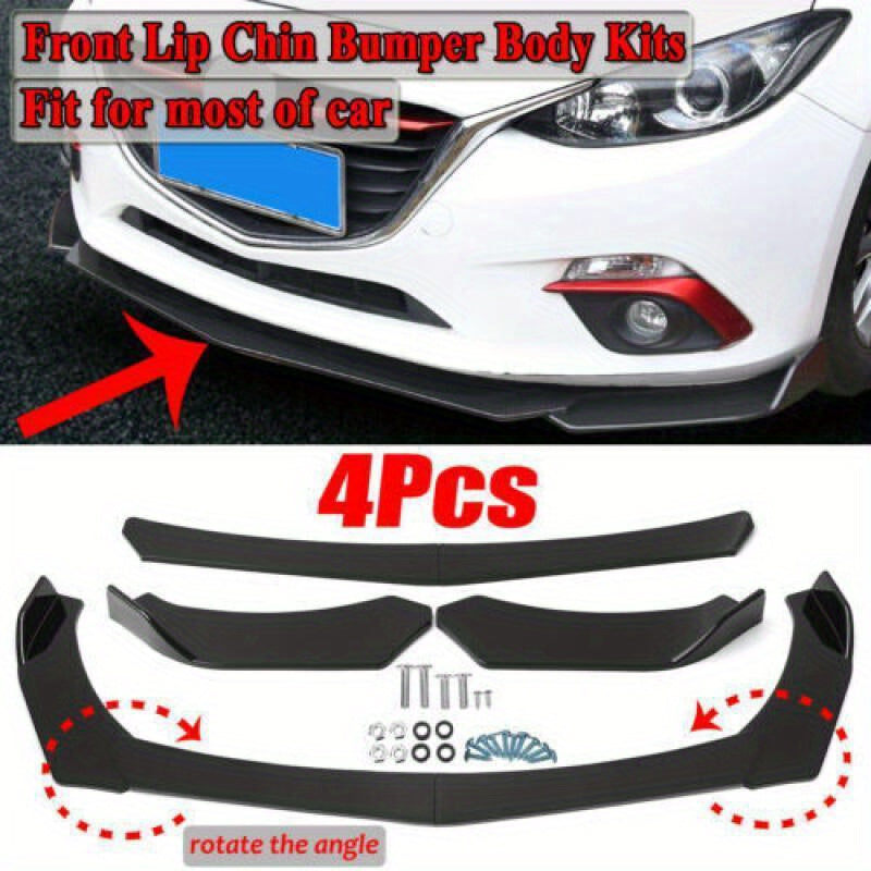 Universal Gloss Black Front Bumper Protector Lip Body Spoiler Chin Splitter Kit