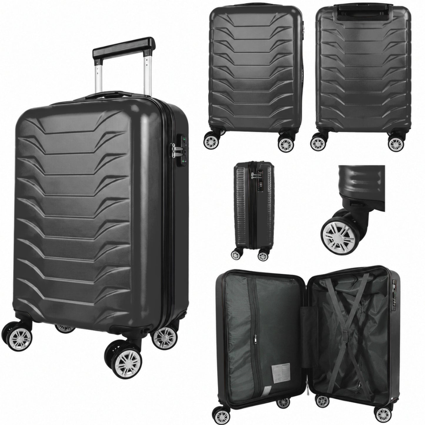 Direct Luggage Underseat Cabin Case 40 x 25 x 20 cm RyanAir Approved Size with Combination Lock and Detachable 360° Wheels T-HC-US-1627