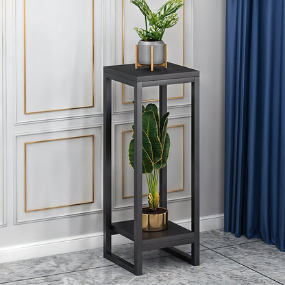 1 Pack, 2-Tier Versatile Metal Plant Stand - Space-Saving Indoor/Outdoor Multi-Layer Potted Plant Rack - Ideal Home Decoration Organizer for Living Room, Balcony, and Bedroom with Sturdy Construction and Easy Assembly - Black/White