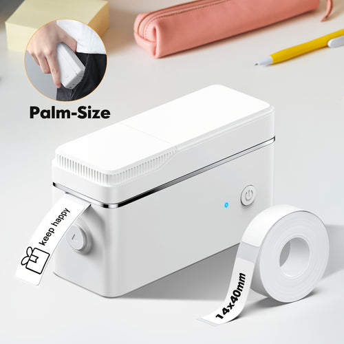 Wireless Portable Label Printer P31B - Mini Handheld Sticker Maker for IOS/Android, No Ink And Toner Required, Includes Self-Adhesive Green Label Roll for Home/Office/School Organization