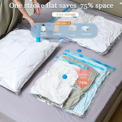 7pcs Extra Large Vacuum Storage Bag Set (40x60cm with 1 Manual Pump) - Space Saving, Sealed Compression, Dustproof and Moistureproof, Suitable for Clothes and Bedding, Ideal for Dorms, Wardrobes, and Moving, Includes 6 Free Drying Bags