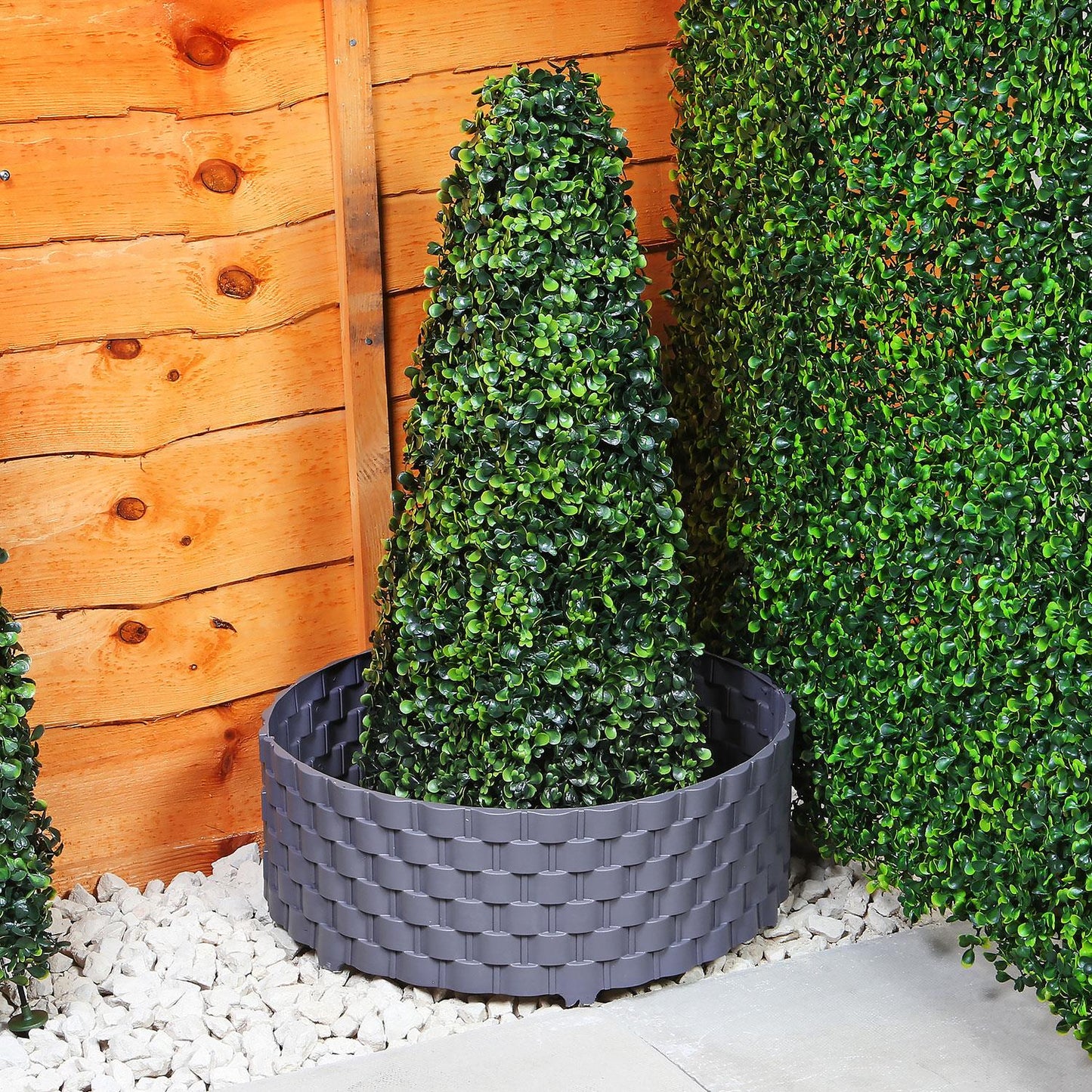 Garden Fencing Set, 4pcs Faux Rattan Effect Plastic Edging, Durable and Weather-Resistant Border for Lawn, Flowerbed, Patio, Driveway, Landscaping Decoration, Easy-to-Install Garden Edging Panels, Decorative Outdoor Fence for Lawn Protection, 2.38m Covera