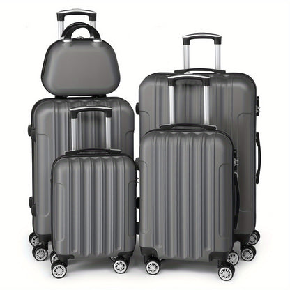 5pcs ABS Hardshell Luggage Set Lightweight Spinner Wheels Includes Carry-On (12/ 16/ 20/ 24/ 28 Inch) Suitcases for Travel