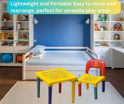 Trendi ABC Alphabet Plastic Table & Chair Set - Vibrant, Durable Kids Furniture for Learning & Play | Toddlers | Multi-Color Plastic Furniture for Kids UK (Red & Blue)