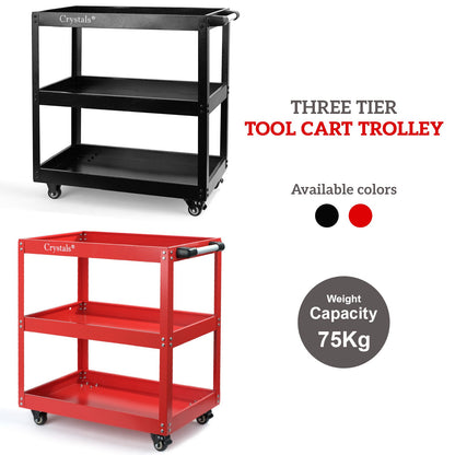 3 Tier Shelf Tool Trolley Cart ool Storage Trolley Bearing Wheel Heavy Duty Garage DIY Storage Trolley for Transport Tools Workshop