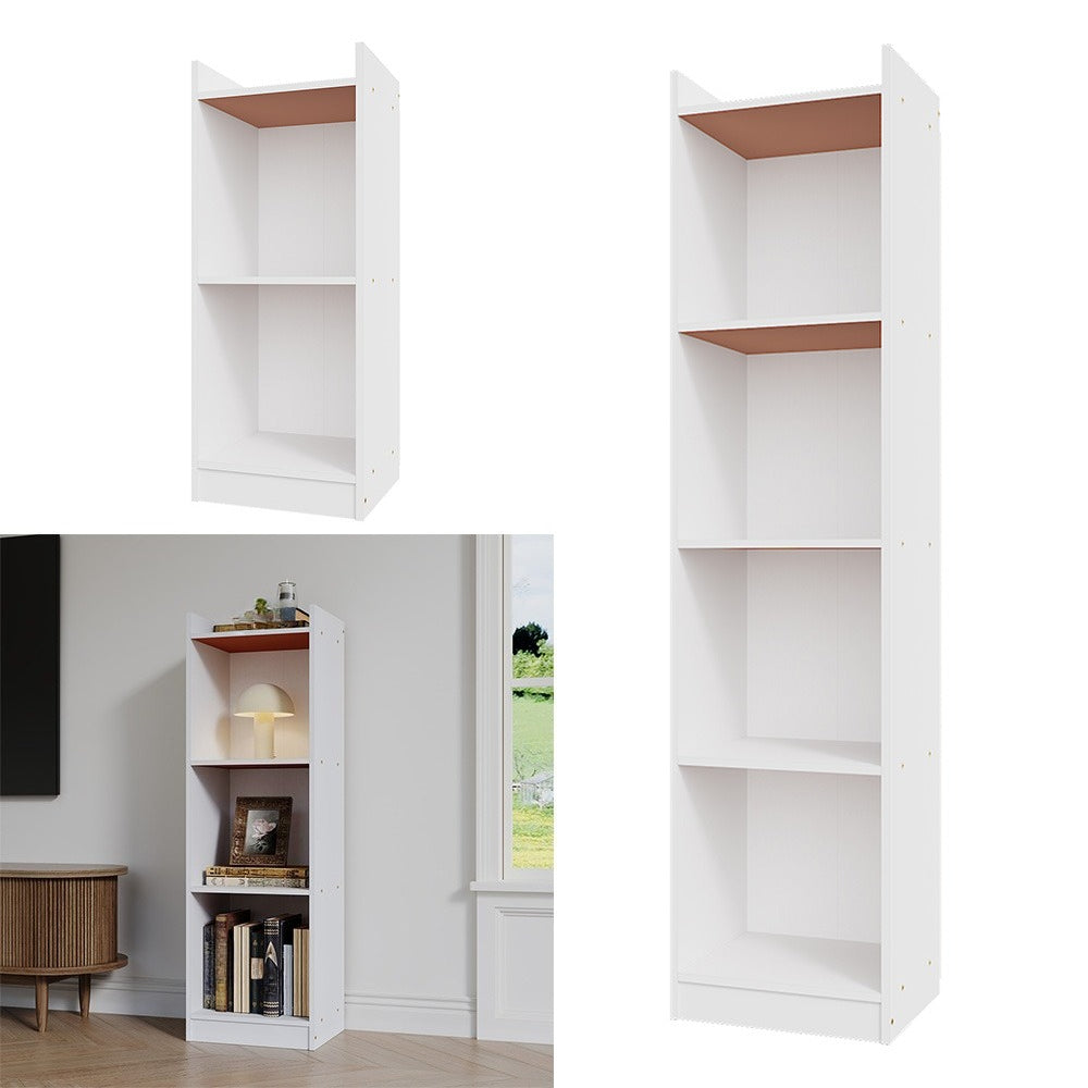 2/3/4 Layers Tall Storage Unit Small Bookcase Wooden Storage Cabinets Book Shelf, Modern White Wooden Bookcase – Tall & Skinny Bookshelf Cube Shelves Storage Unit for Living Room, Bedroom, Hallway, Office, Entrance
