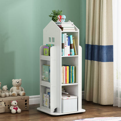Kids Children Bookcase, Freestanding Rotating Small Bookshelf, Cute House Shaped Bookcase, Books Album Pictures Display Rack, White, Blue, Pink, Lovely Room Decor, Home Decor Furniture, Surprised Birthday, Christmas Gifts for Kids